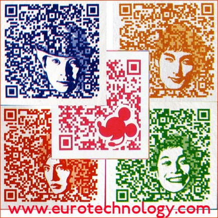 QRCode couleur, visages et Mickey Mouse