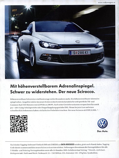 Code QR Volkswagen pub QRCode ad